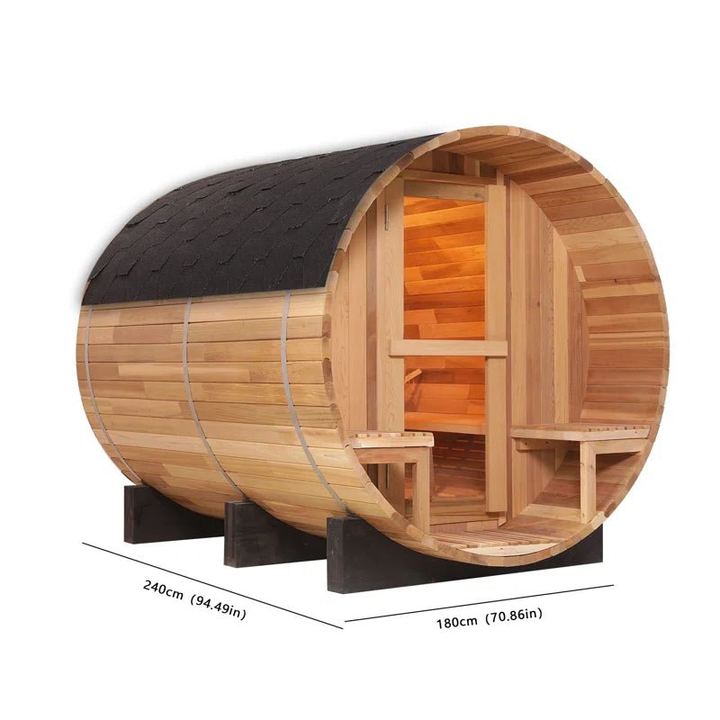 6 - Person Patchwork Red Cedar Traditional Steam Barrel Sauna! - Premium Spa & Sauna from Luxurysaunasnspas.store