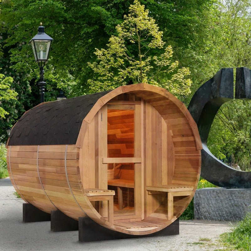 6 - Person Patchwork Red Cedar Traditional Steam Barrel Sauna! - Premium Spa & Sauna from Luxurysaunasnspas.store