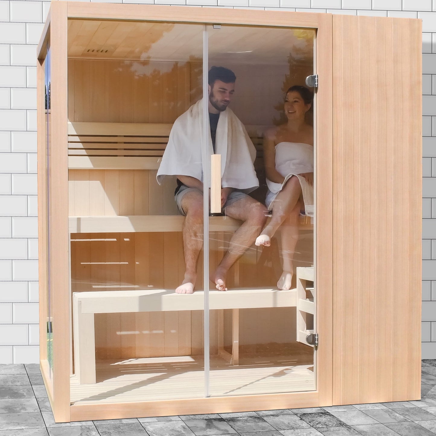 Experience Ultimate Relaxation with the STHE4INNY Canadian Hemlock Indoor Wet Dry Sauna for 4 - 6 People, Featuring a Premium 4.5 Kw UL Heater - Premium Spa & Sauna from Luxurysaunas&spas.store