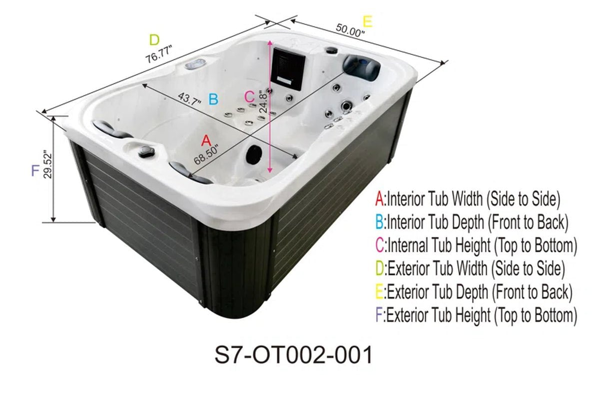 Luxurious Brotherton 3-Person 29-Jet Acrylic Hot Tub with Ozonator in Elegant White and Gray Finish