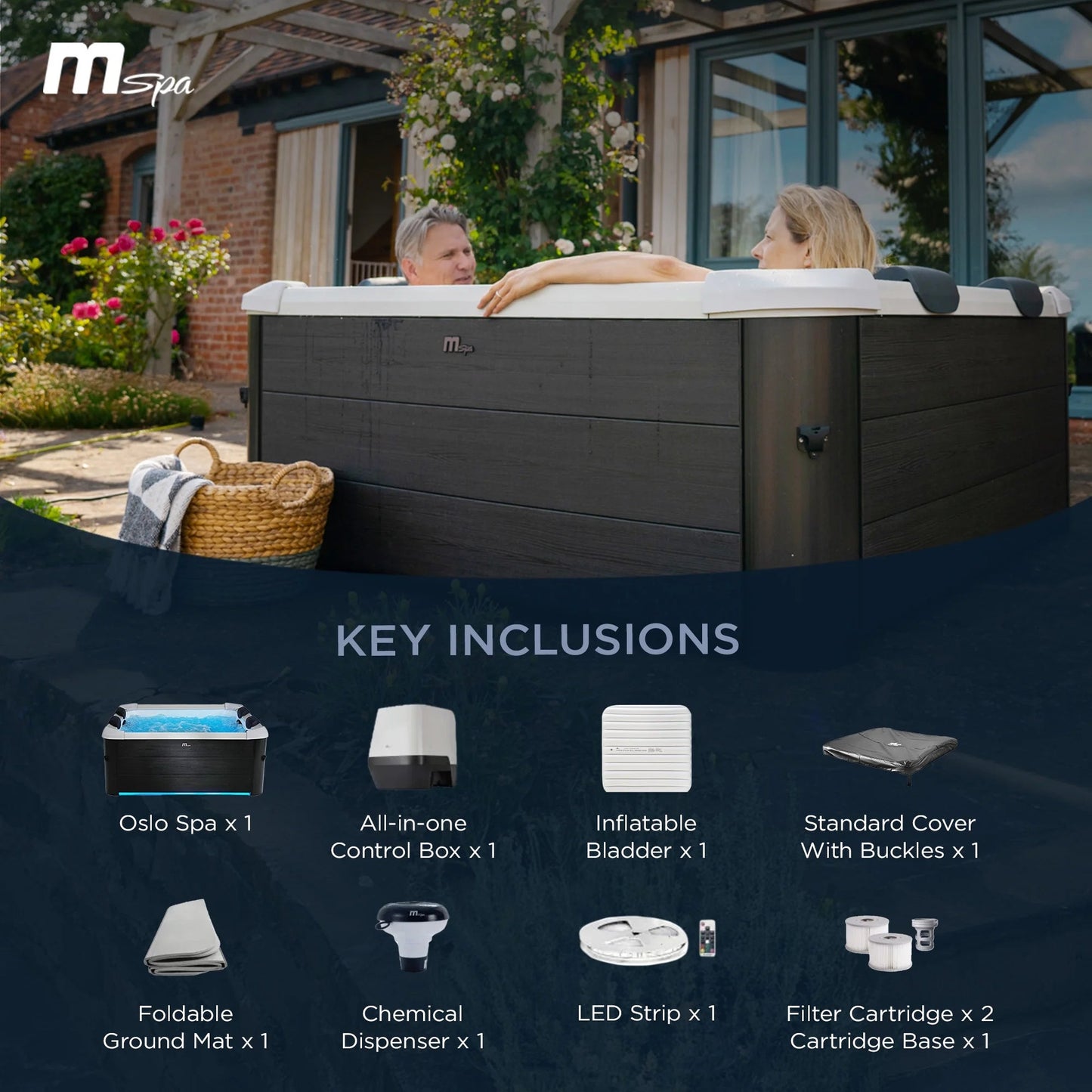 Mspa Oslo Spa 6 - Person Square Bubble Spa - Premium Spa & Sauna from Luxurysaunasnspas.store