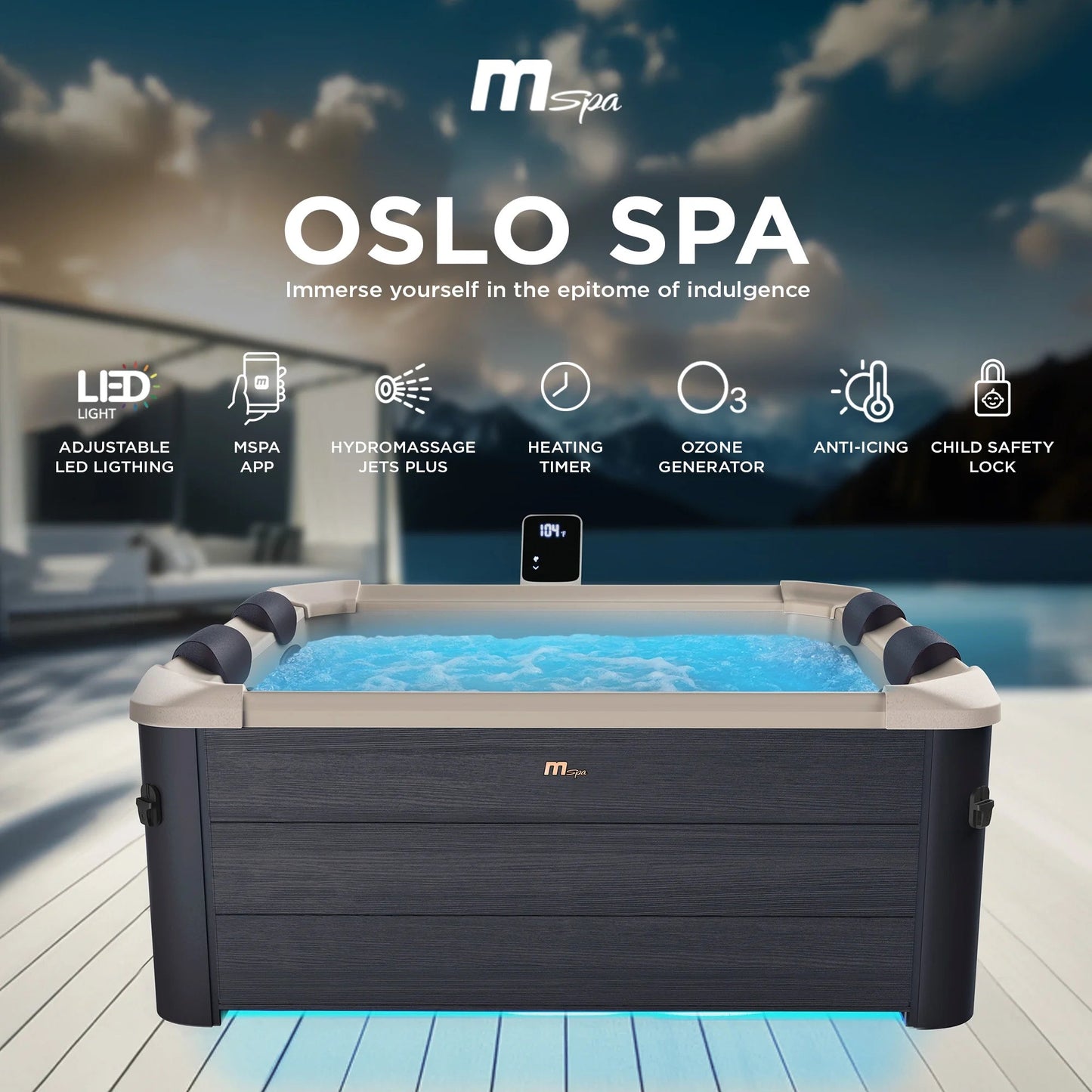 Mspa Oslo Spa 6 - Person Square Bubble Spa - Premium Spa & Sauna from Luxurysaunasnspas.store