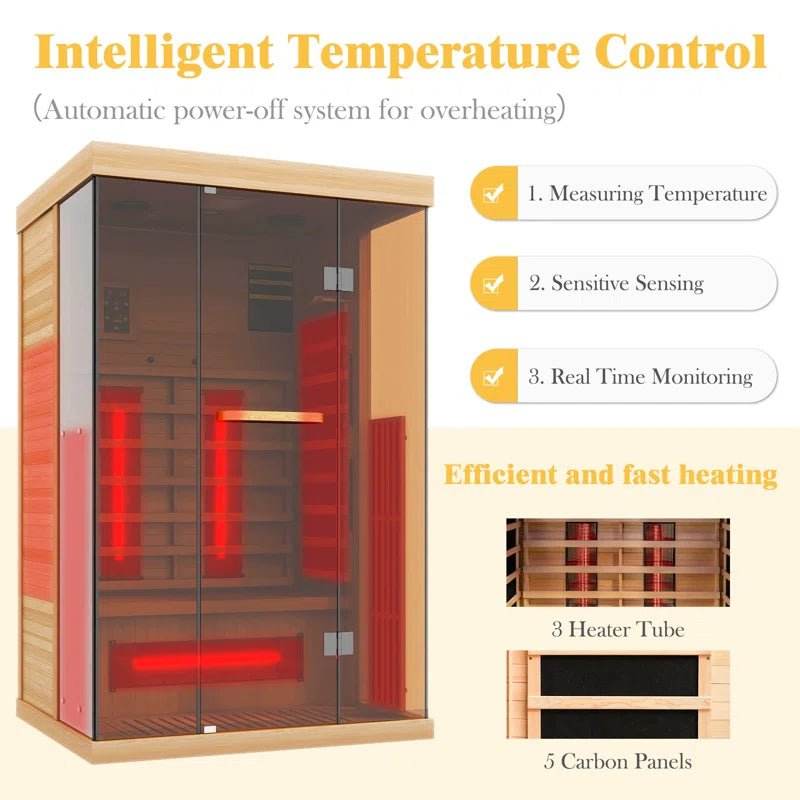 2-Person Indoor Bluetooth Hemlock FAR Infrared Sauna - Luxurysaunas&spas.store