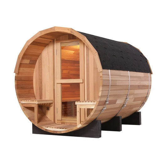 6 - Person Patchwork Red Cedar Traditional Steam Barrel Sauna! - Premium Spa & Sauna from Luxurysaunasnspas.store