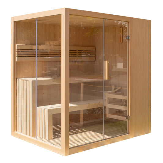 Experience Ultimate Relaxation with the STHE4INNY Canadian Hemlock Indoor Wet Dry Sauna for 4 - 6 People, Featuring a Premium 4.5 Kw UL Heater - Premium Spa & Sauna from Luxurysaunas&spas.store