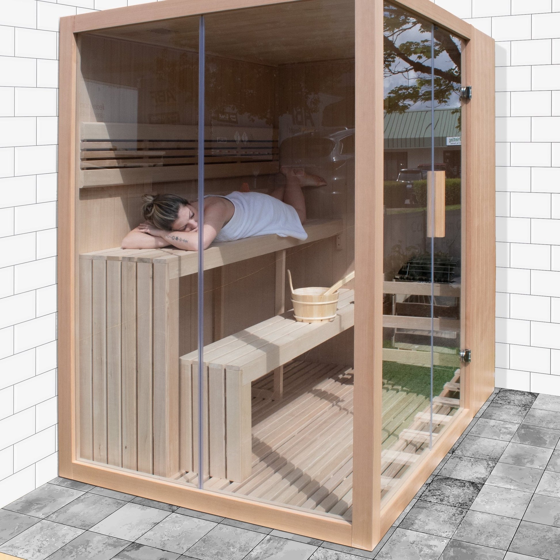Experience Ultimate Relaxation with the STHE4INNY Canadian Hemlock Indoor Wet Dry Sauna for 4 - 6 People, Featuring a Premium 4.5 Kw UL Heater - Premium Spa & Sauna from Luxurysaunas&spas.store