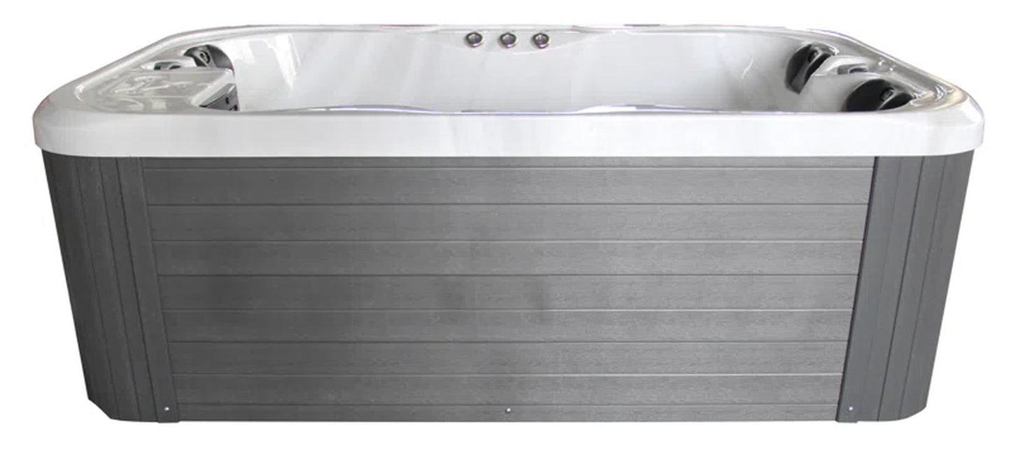 Luxurious Brotherton 3-Person 29-Jet Acrylic Hot Tub with Ozonator in Elegant White and Gray Finish